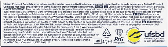 Fixodent Complete Sterke Fixatie Kleefpasta Original Fresh - 6 x 47ml