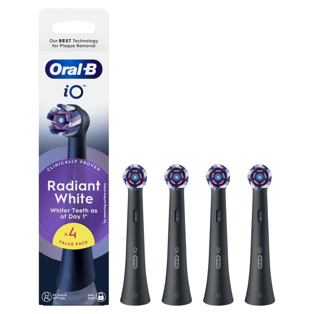 Oral-B iO Radiant White - Opzetborstels – Zwart - 4 stuks