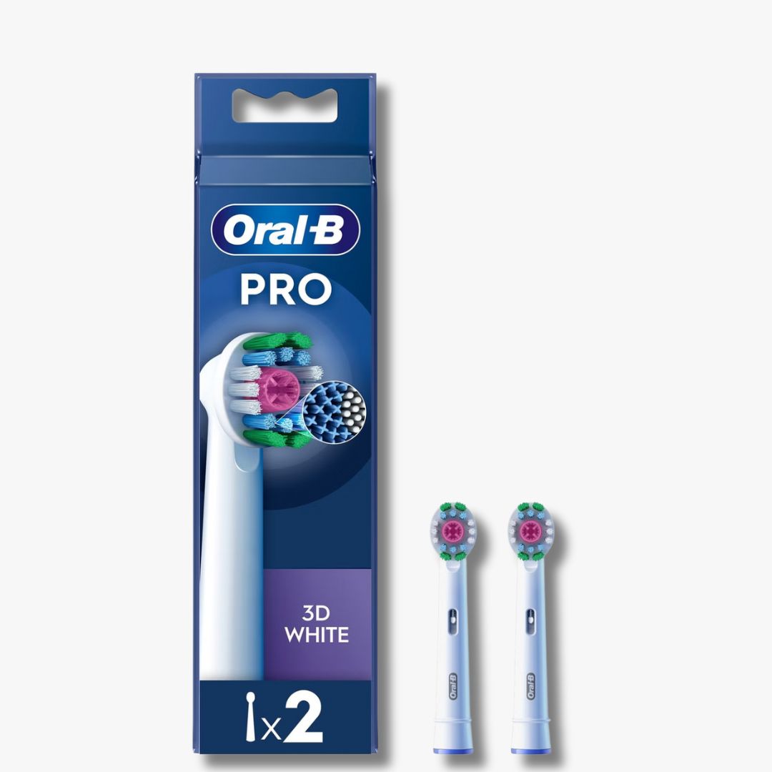 Oral-B PRO 3D White opzetborstels - Set van 2 stuks met CleanMaximiser-technologie voor wittere tanden en een stralende glimlach