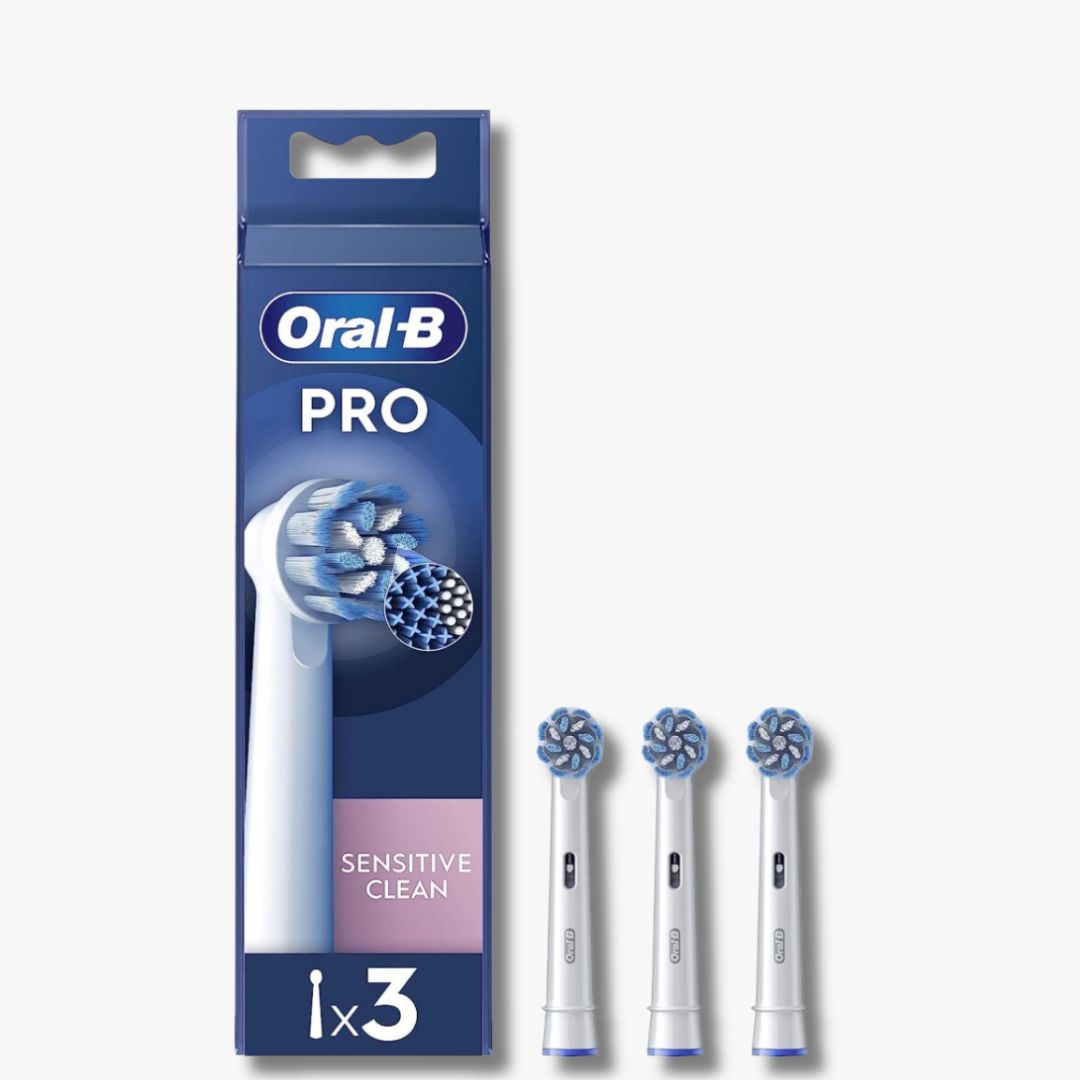 Oral-B PRO Sensitive Clean opzetborstels - Set van 3 stuks met CleanMaximiser-technologie voor een zachte en grondige poetsbeurt, ideaal voor gevoelig tandvlees