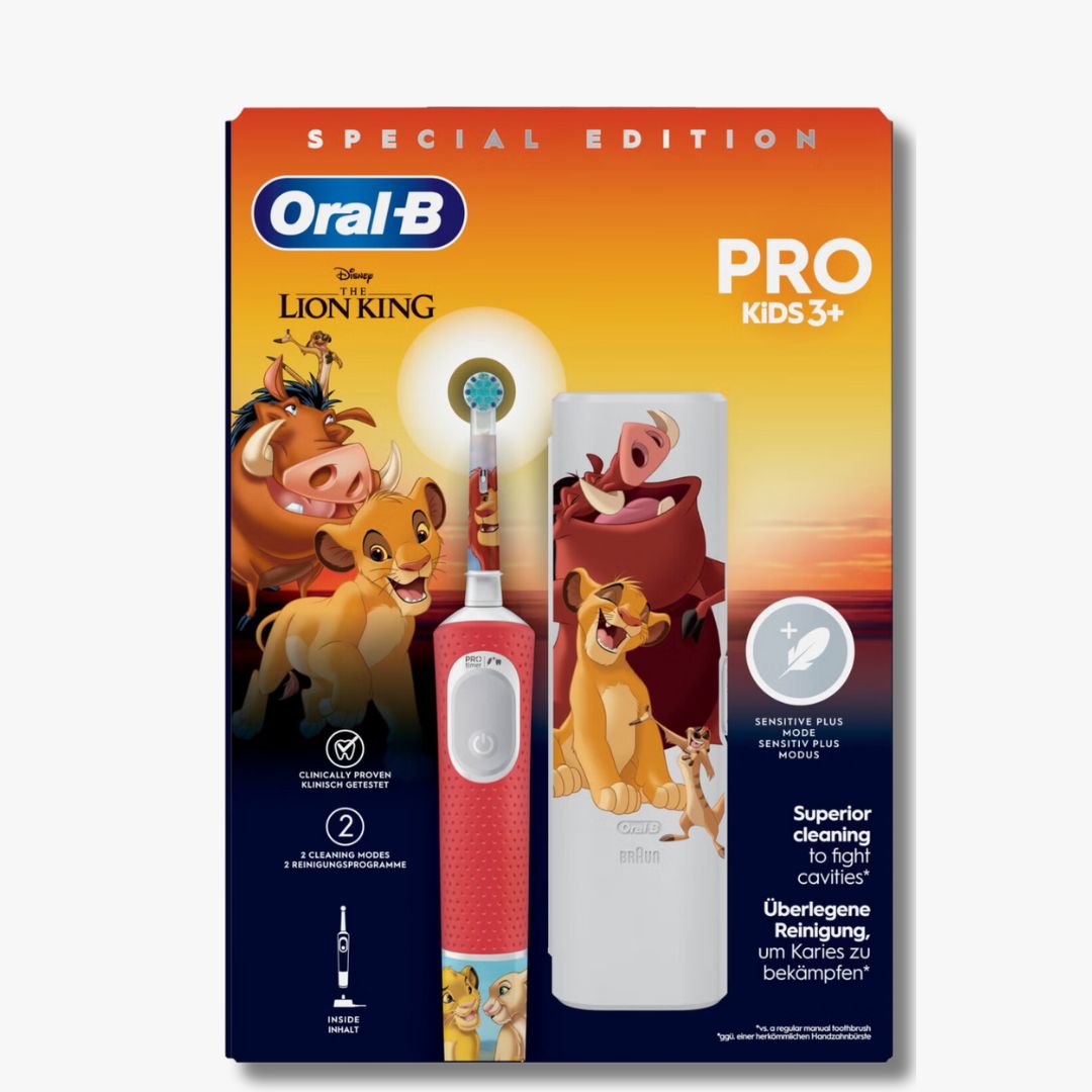 Oral-B Vitality Lion King Elektrische Tandenborstel met Reisetui – Tandenborstel voor kinderen met Lion King ontwerp, inclusief reisopbergetui