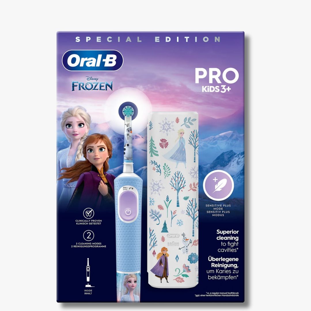 Oral-B Vitality PRO Frozen - Elektrische tandenborstel met Reisetui, speciaal ontworpen voor kinderen voor een zachte en effectieve reiniging