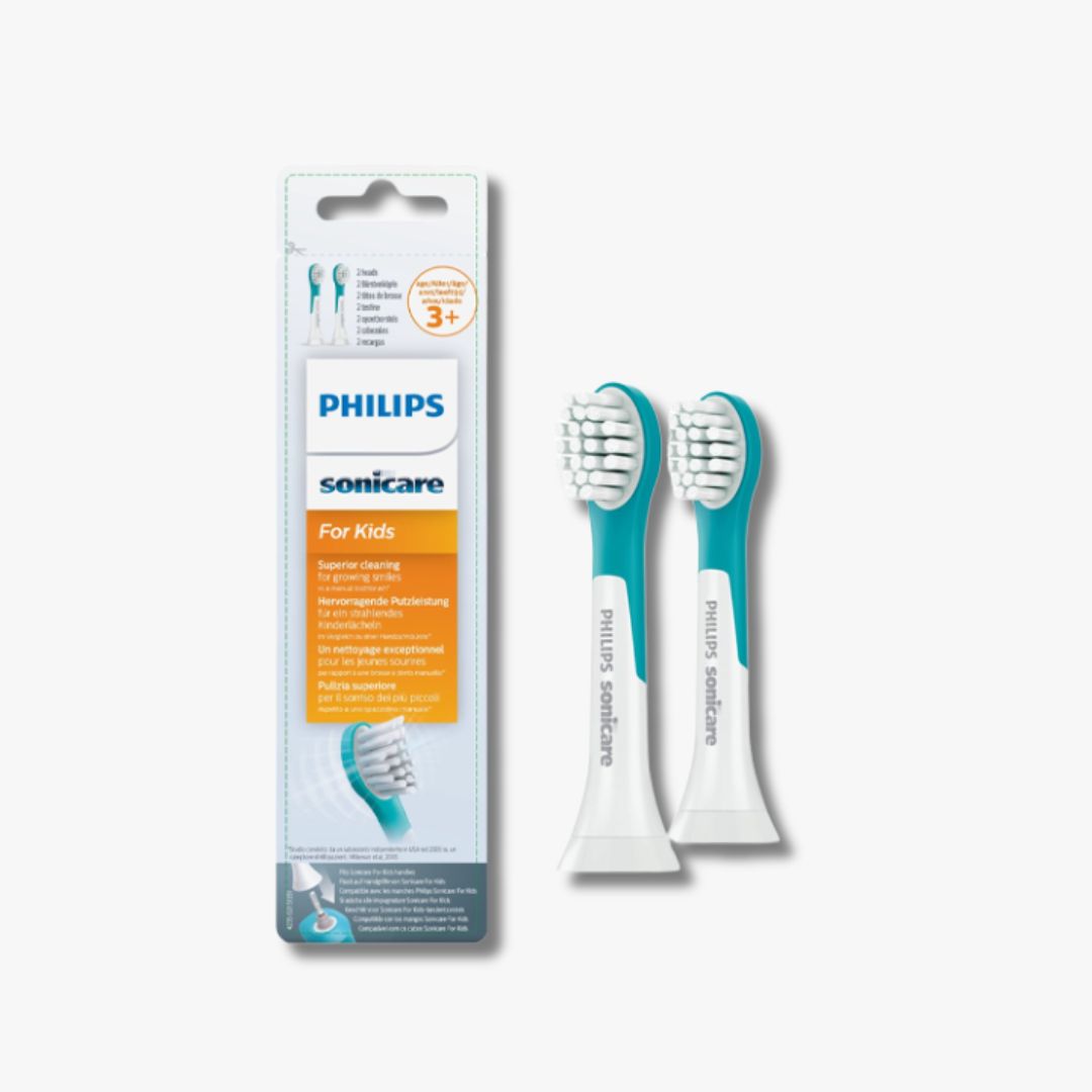 Philips Sonicare For Kids Compact HX6032/33 Groen - Set van 2 opzetborstels voor kinderen, ontworpen voor zachte tandverzorging met Sonicare