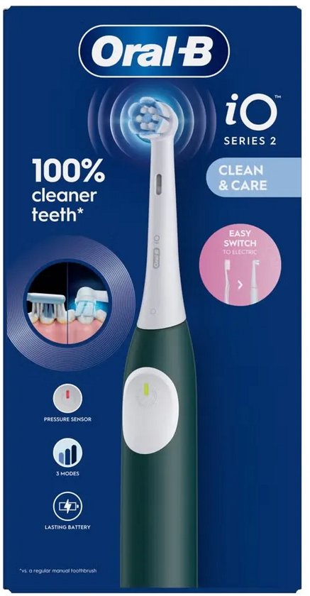 Oral-B iO series 2 Clean & Care Elektrische Tandenborstel Groen met Reisetui