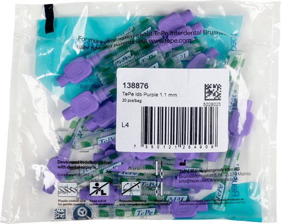 TePe Interdentale Ragers Original Paars ISO maat 6 – 1,1 mm (20 stuks)
