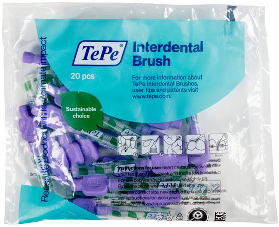 TePe Interdentale Ragers Original Paars ISO maat 6 – 1,1 mm (20 stuks)