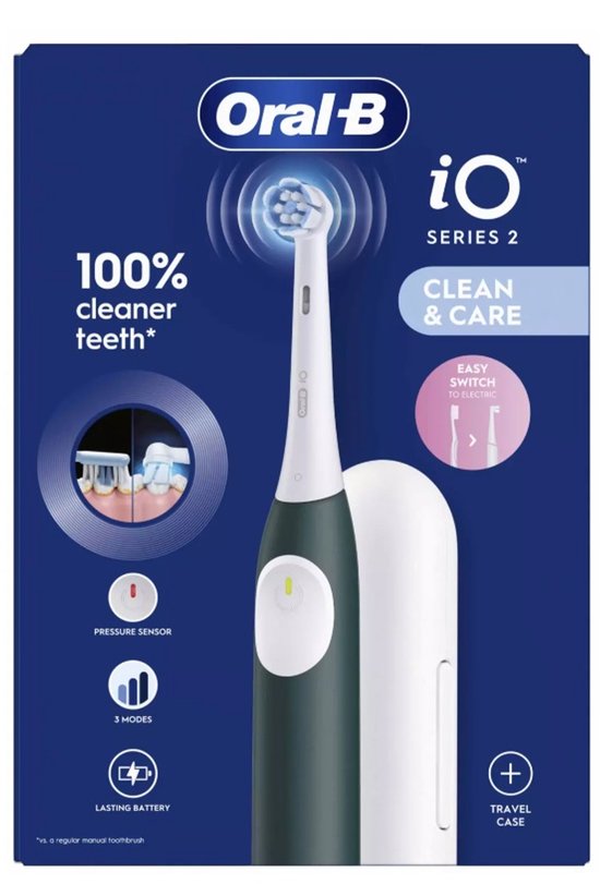 Oral-B iO series 2 Clean & Care Elektrische Tandenborstel Groen met Reisetui