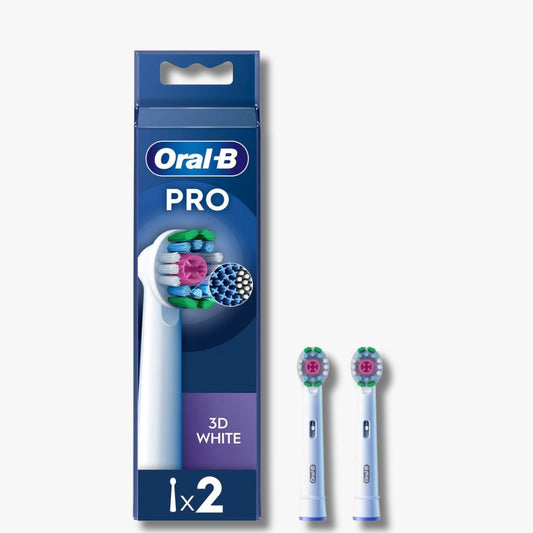 Oral-B PRO 3D White opzetborstels - Set van 2 stuks met CleanMaximiser-technologie voor wittere tanden en een stralende glimlach