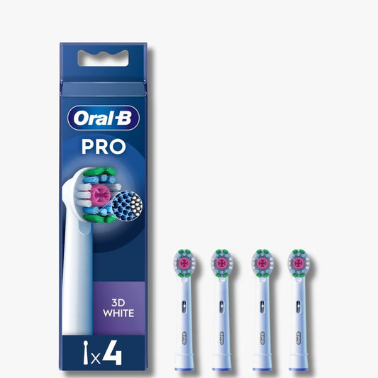 Oral-B PRO 3D White opzetborstels - Set van 4 stuks met CleanMaximiser-technologie voor een effectieve reiniging en het herstellen van natuurlijke witheid
