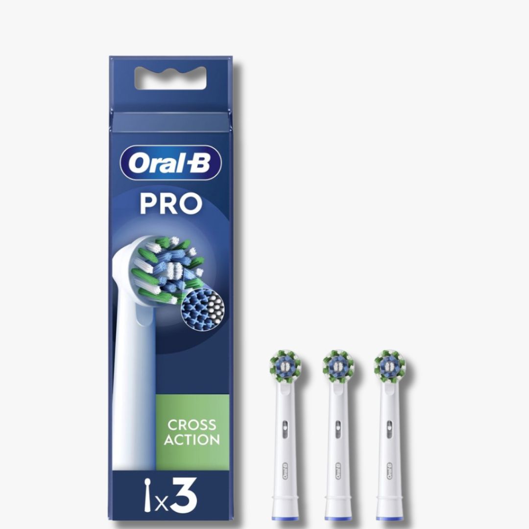 Oral-B PRO CrossAction Wit Opzetborstels - Set van 3 stuks met CleanMaximiser-technologie voor een intensieve reiniging en gezonder tandvlees