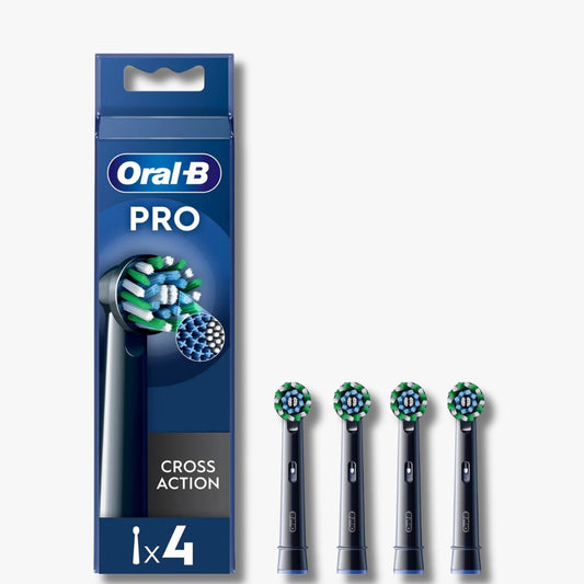 Oral-B PRO CrossAction Zwart Opzetborstels - Set van 4 stuks met CleanMaximiser-technologie voor een diepe reiniging en gezonder tandvlees