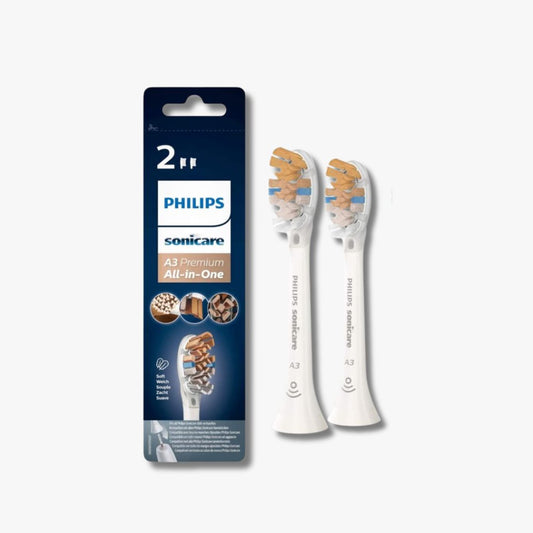 Philips A3 Premium All-in-One HX9092/10 Wit - Set van 2 opzetborstels voor intensieve reiniging en verzorging van tanden met Philips Sonicare