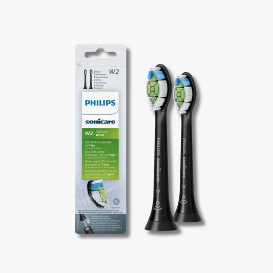 Philips Sonicare W2 Optimal White Zwart HX6062/13 - Set van 2 opzetborstels voor wittere tanden en betere tandverzorging met Sonicare